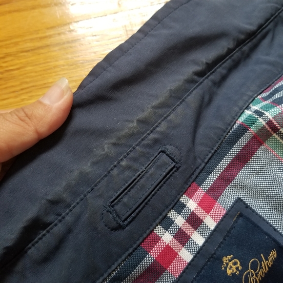 Brooks Brothers Full Zip Cotton 2XL Collared Navy Plaid Jacket  Lined - Picture 6 of 13